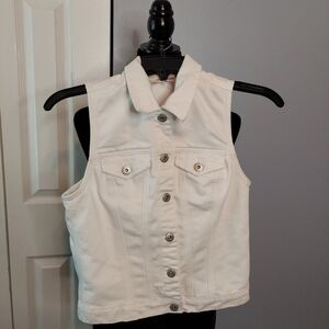 Mudd White Denim Vest Size Medium Juniors